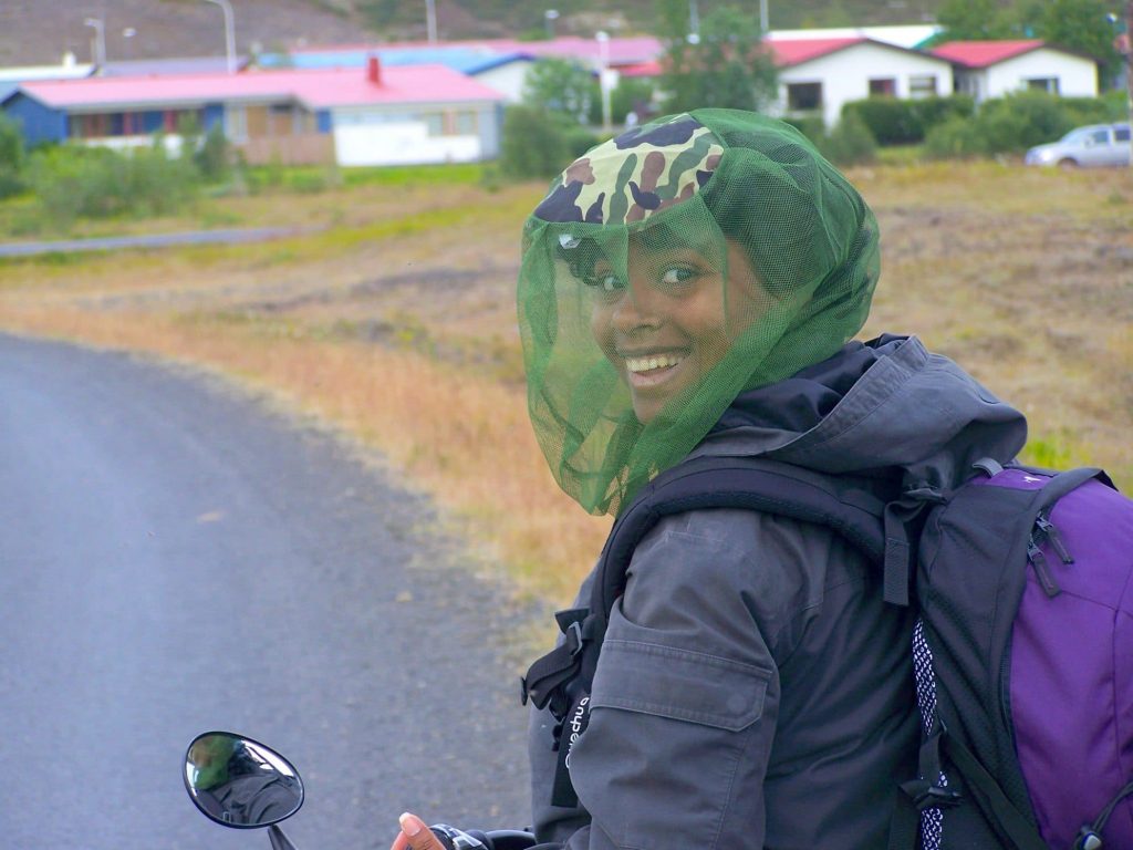 Islande à vélo : Lac Myvatn moustiques moucherons protection 
